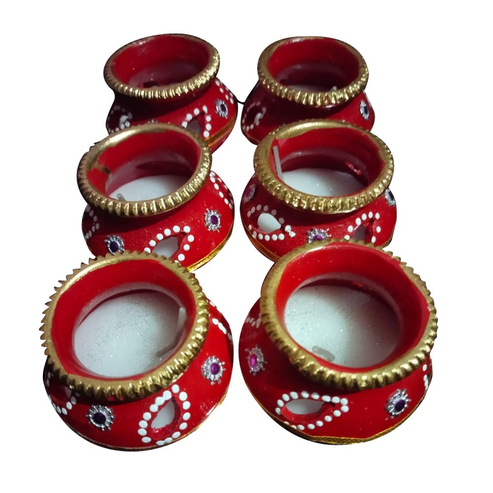 Designer Matki Wax Candle - Set Of 6 Pcs
