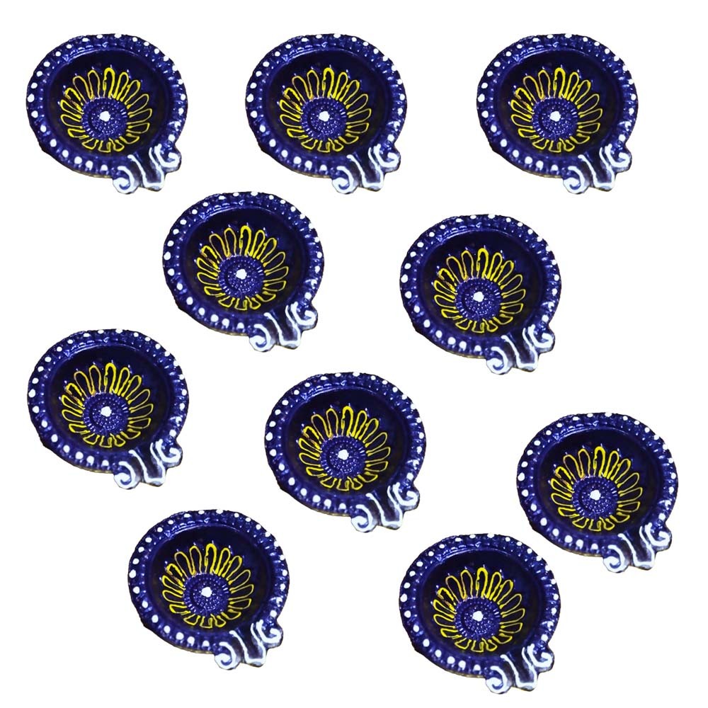 Designer Diya - Blue - Set of 10