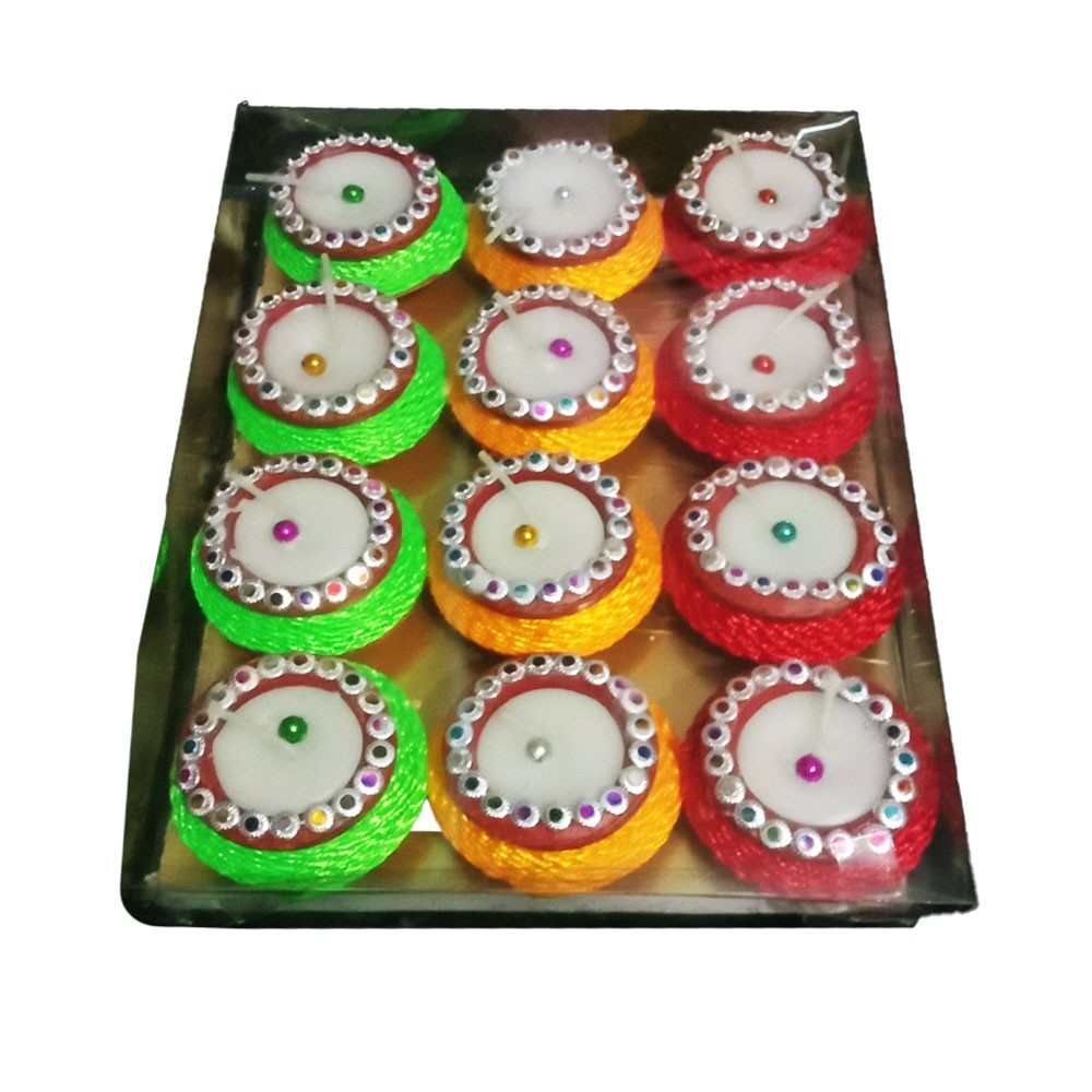 Designer Matki Wax Candle - Set Of 12 Pcs