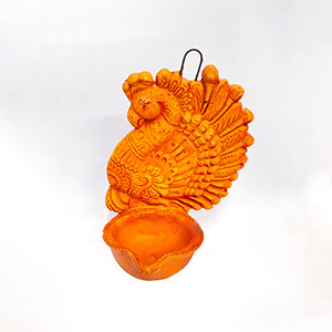 Mitti Peacock Designer Hanging Diya