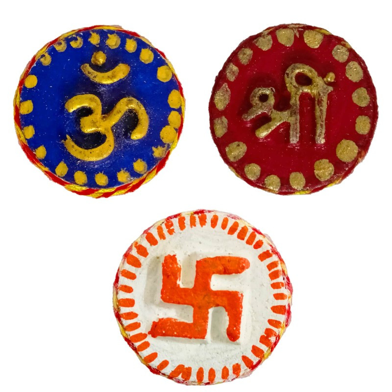Panchgavya Round Shape Om Swasthik Shree