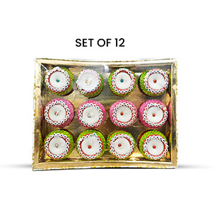 Designer Matki With Candles Set