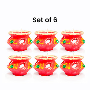 Designer Matki Wax Candle Set Of 6